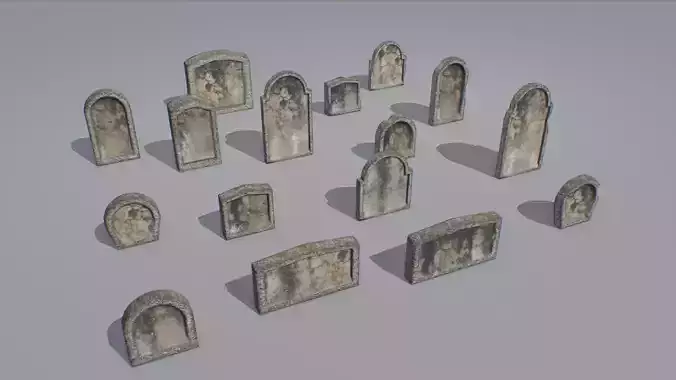 Gravestones pack 4 Low-poly 3D model