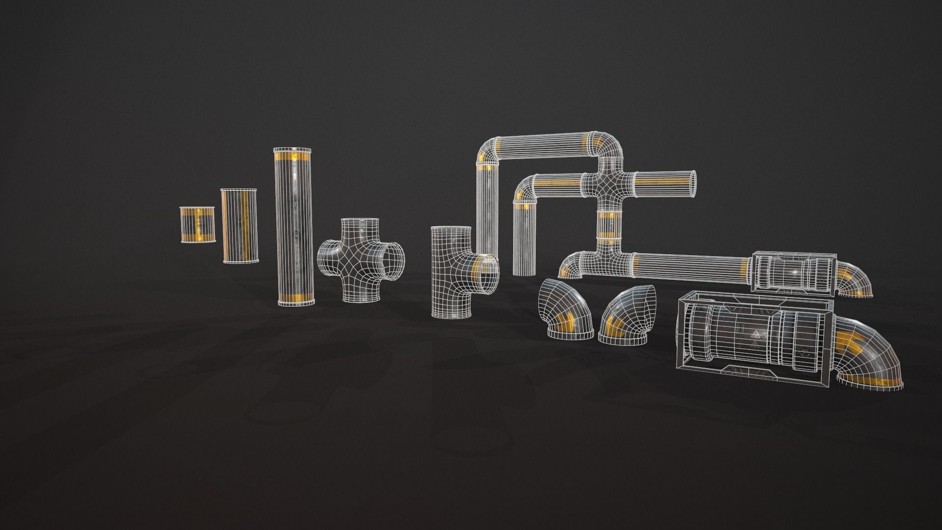 Sci-Fi Pipes Low-poly 3D model_12