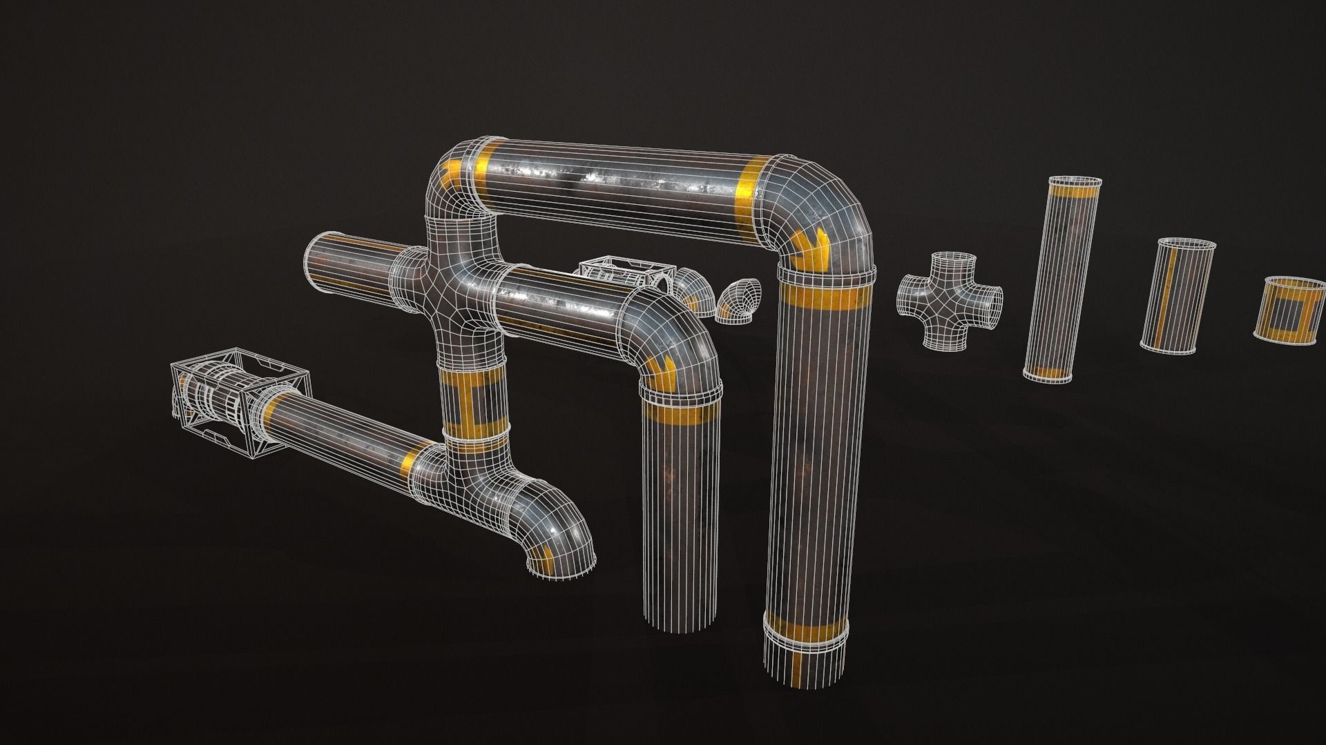 Sci-Fi Pipes Low-poly 3D model_11