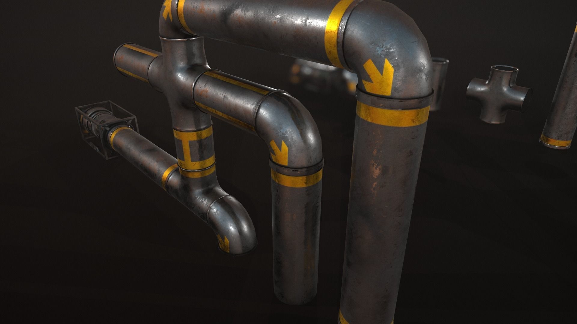 Sci-Fi Pipes Low-poly 3D model_13