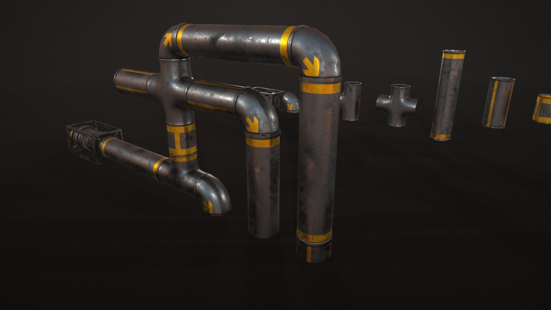 Sci-Fi Pipes Low-poly 3D model_6