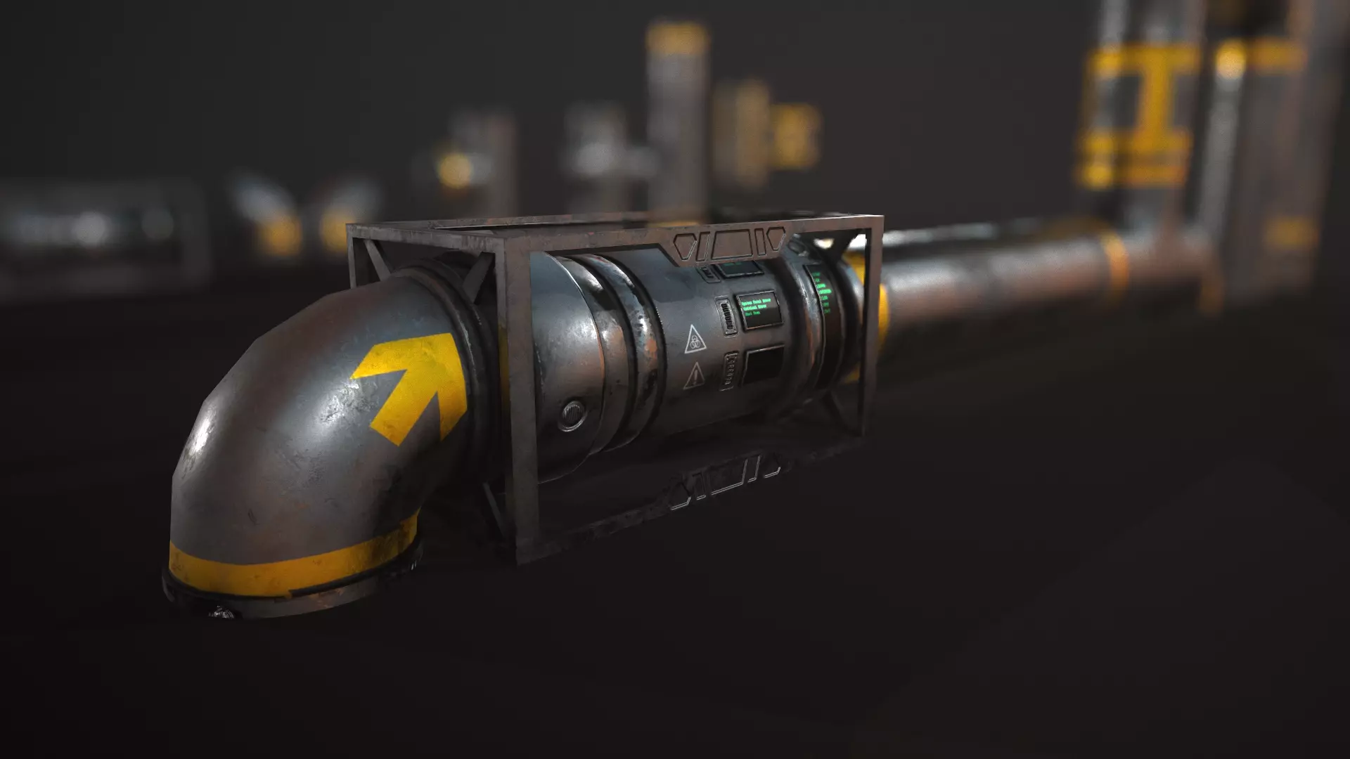 Sci-Fi Pipes Low-poly 3D model_0