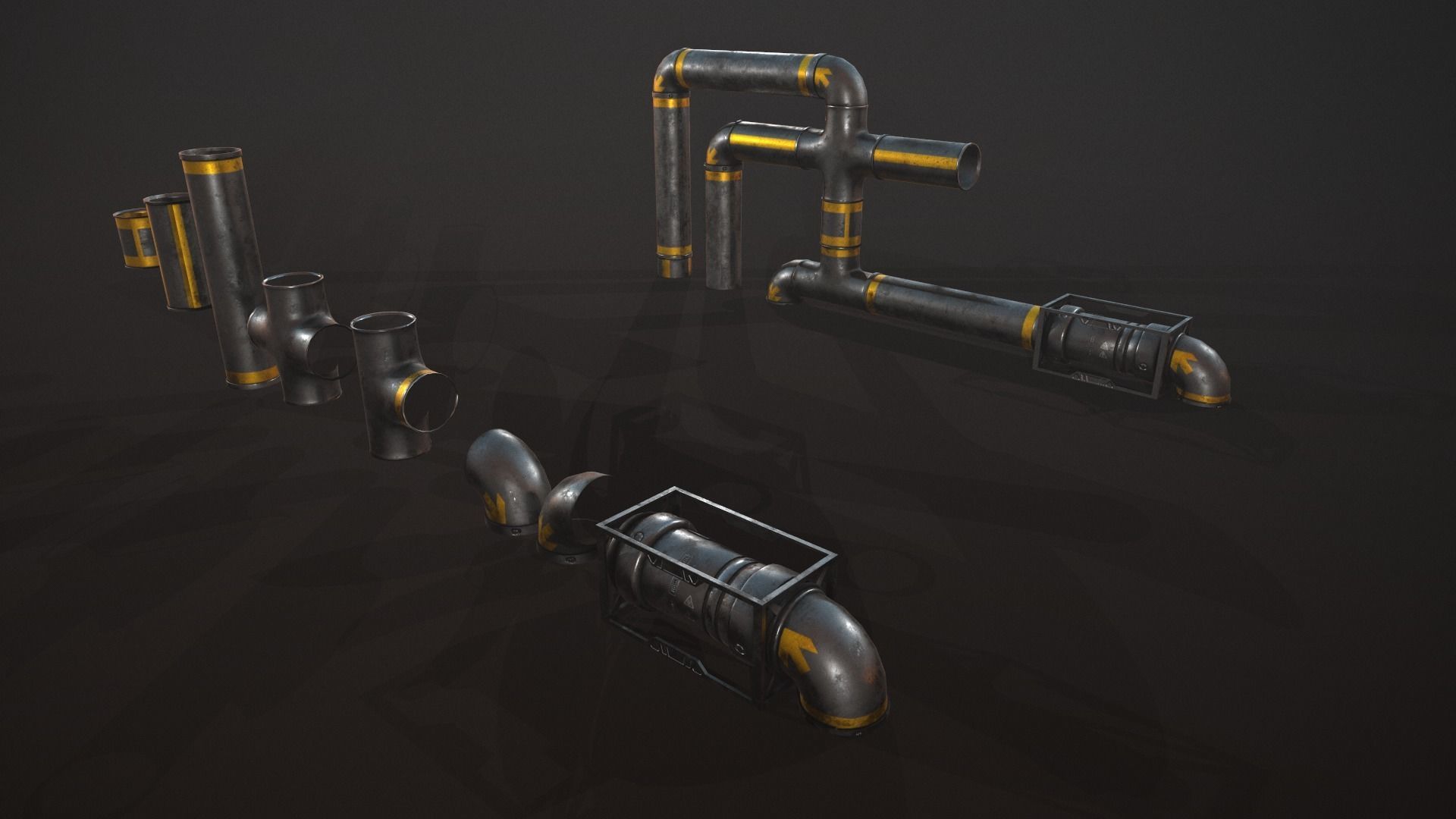 Sci-Fi Pipes Low-poly 3D model_7
