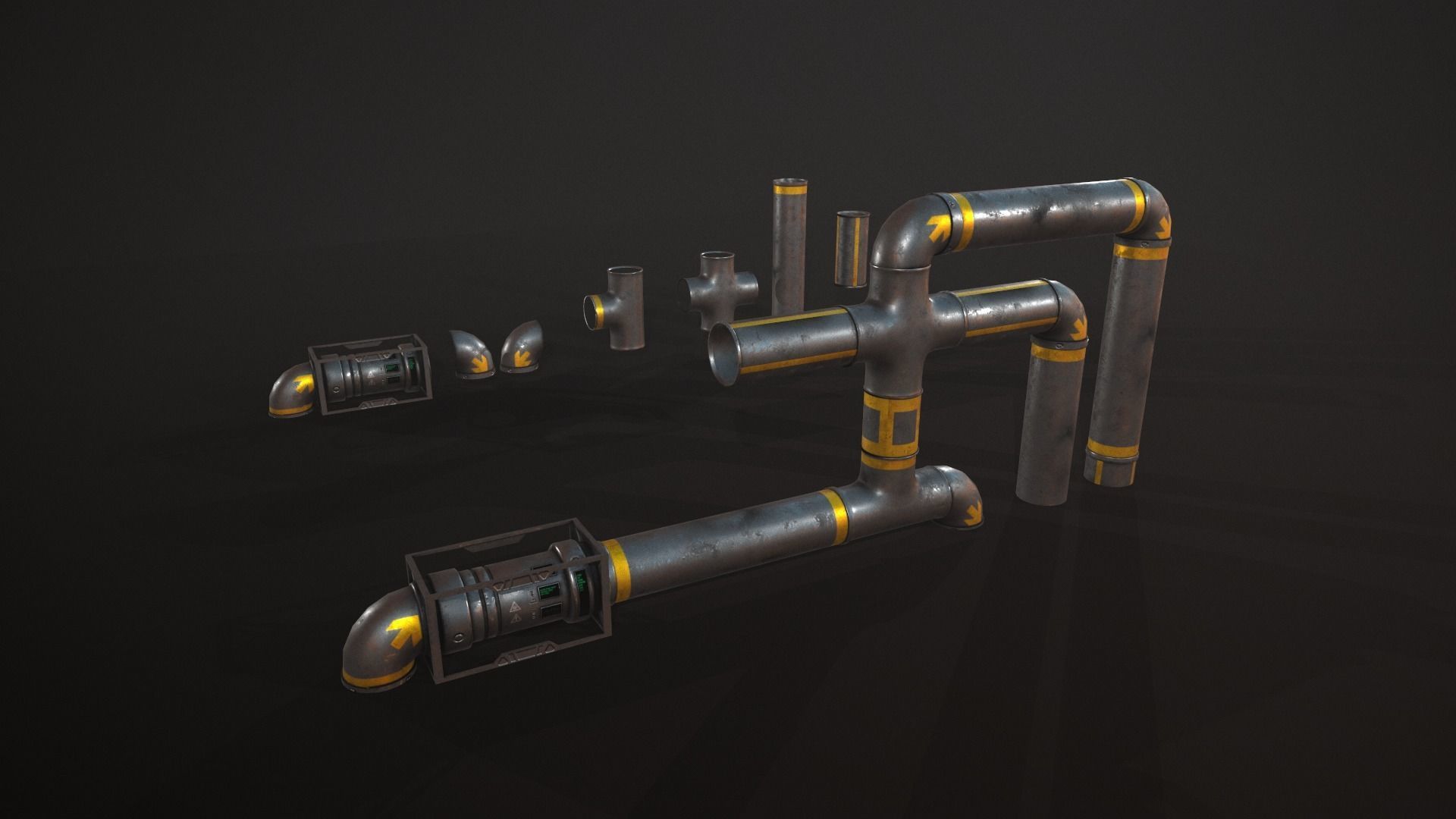 Sci-Fi Pipes Low-poly 3D model_5