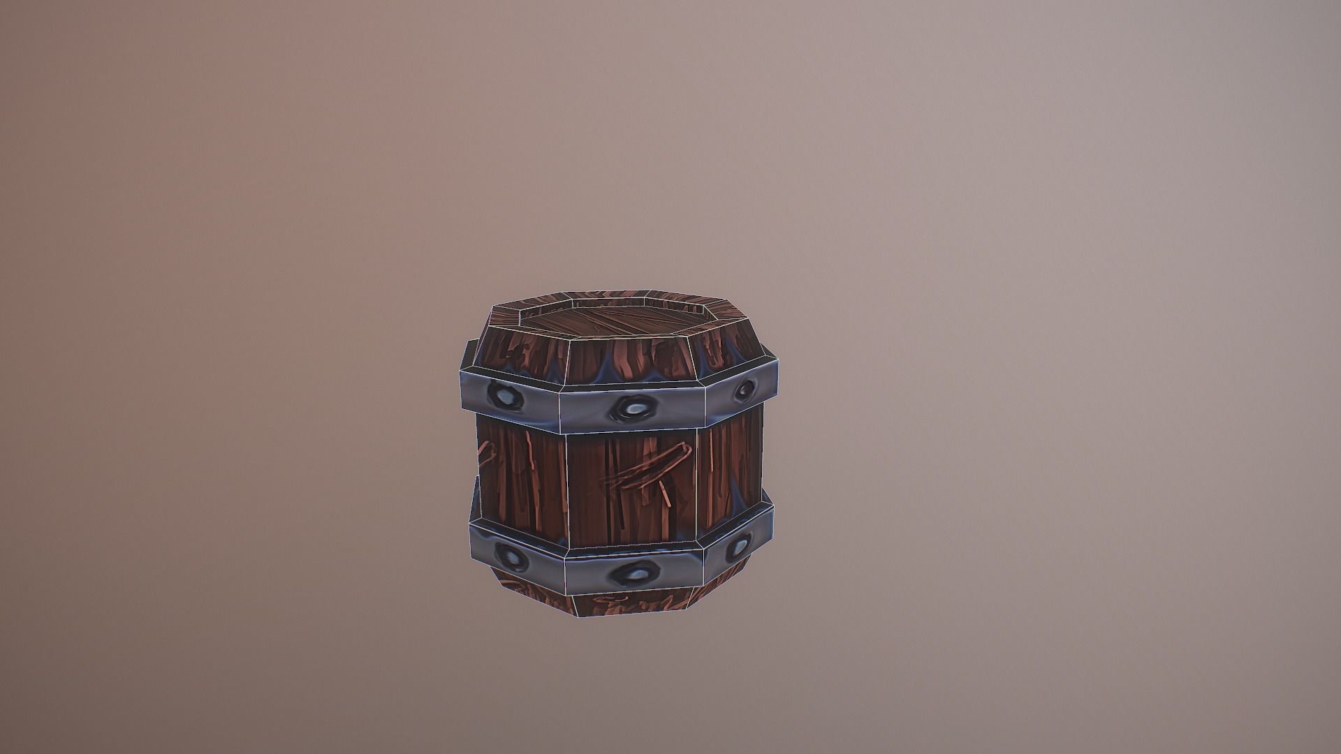 Barrel set of wooden barrels Low-poly 3D model_4