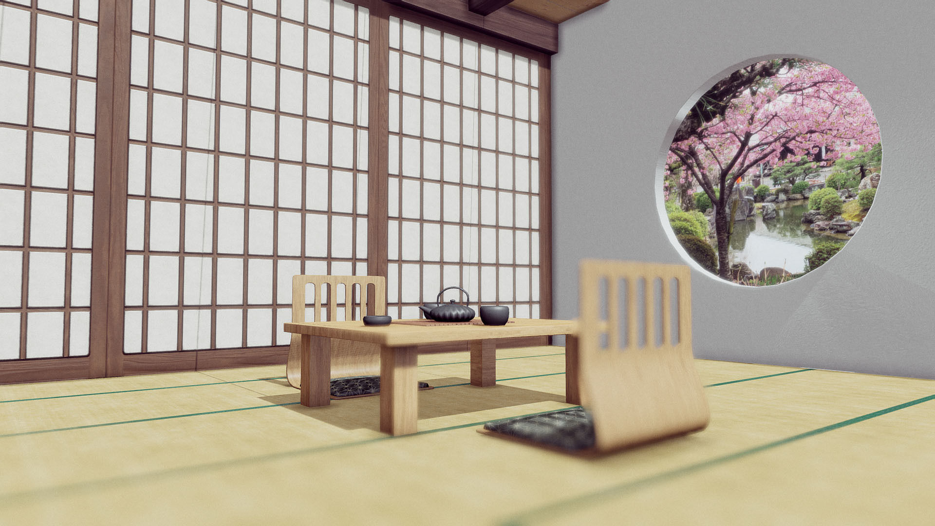 Japanese Room Low-poly 3D model_4