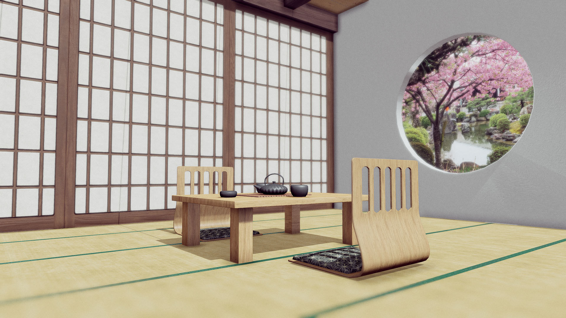 Japanese Room Low-poly 3D model_19
