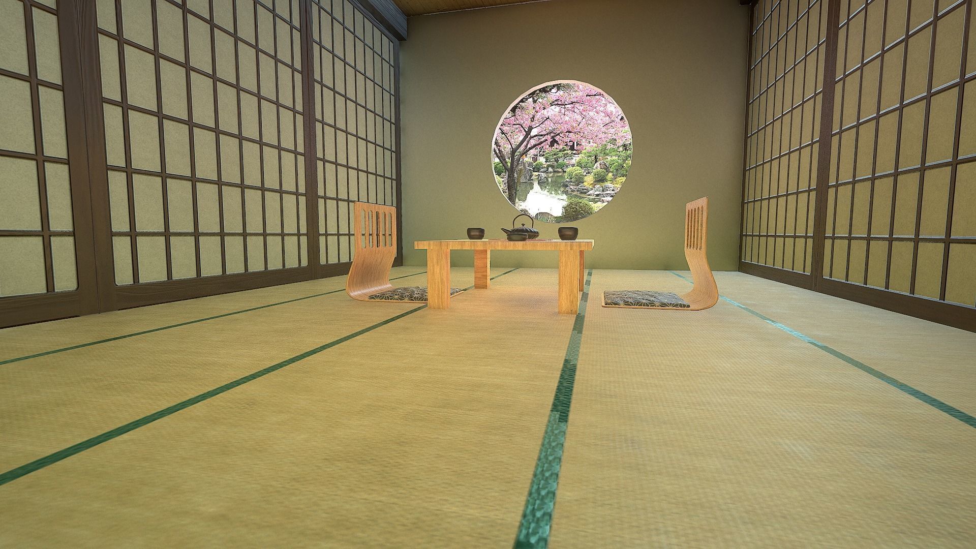 Japanese Room Low-poly 3D model_12