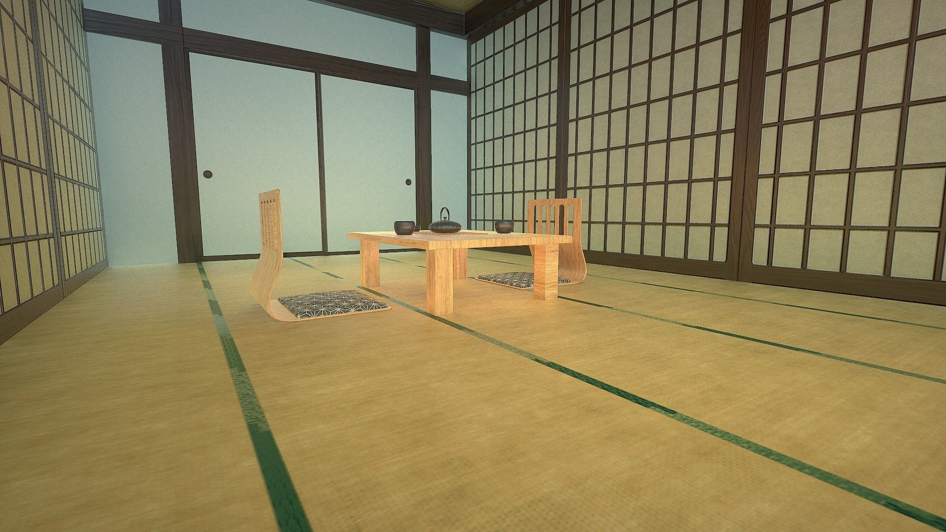 Japanese Room Low-poly 3D model_13