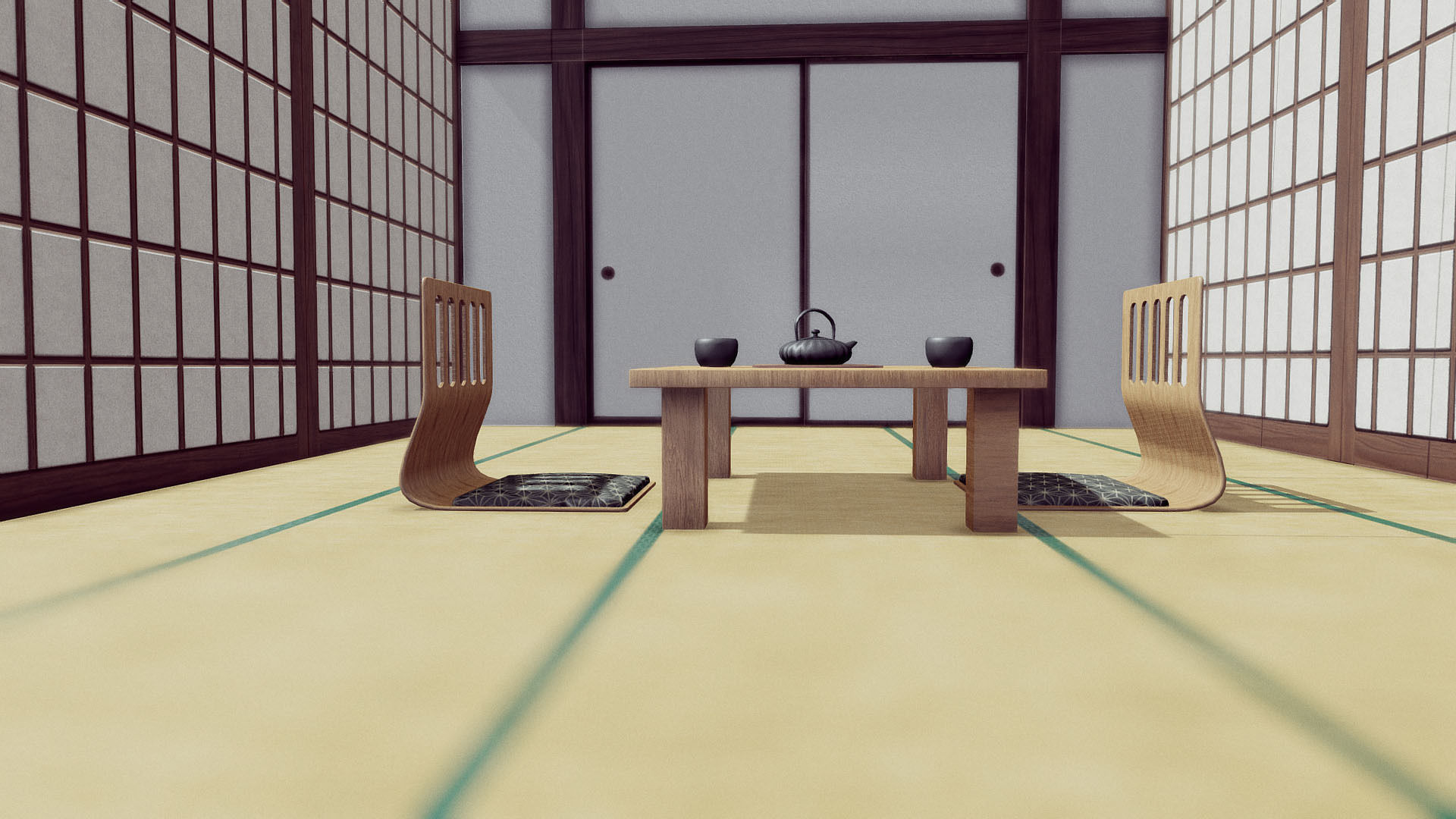 Japanese Room Low-poly 3D model_6