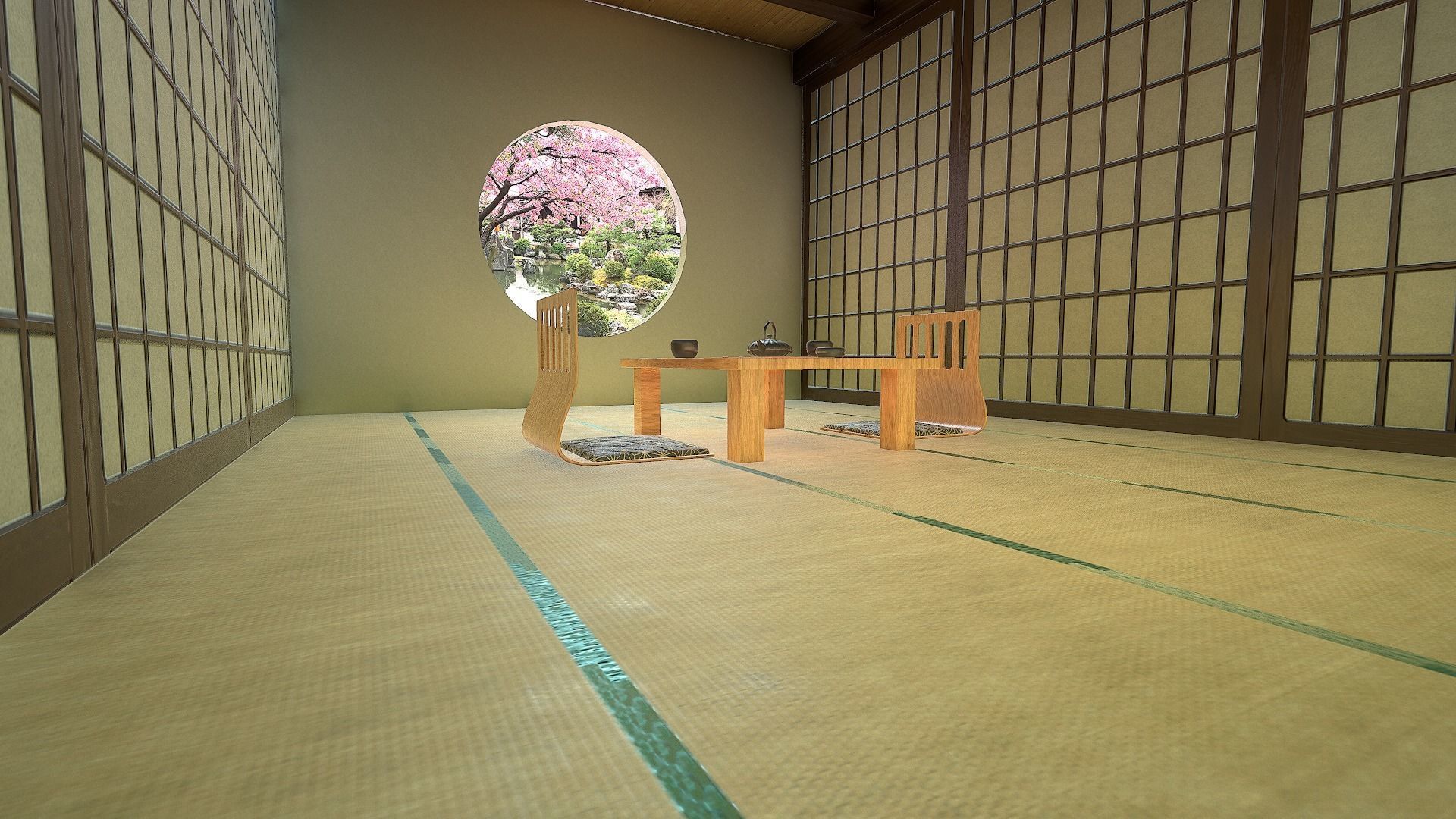 Japanese Room Low-poly 3D model_11