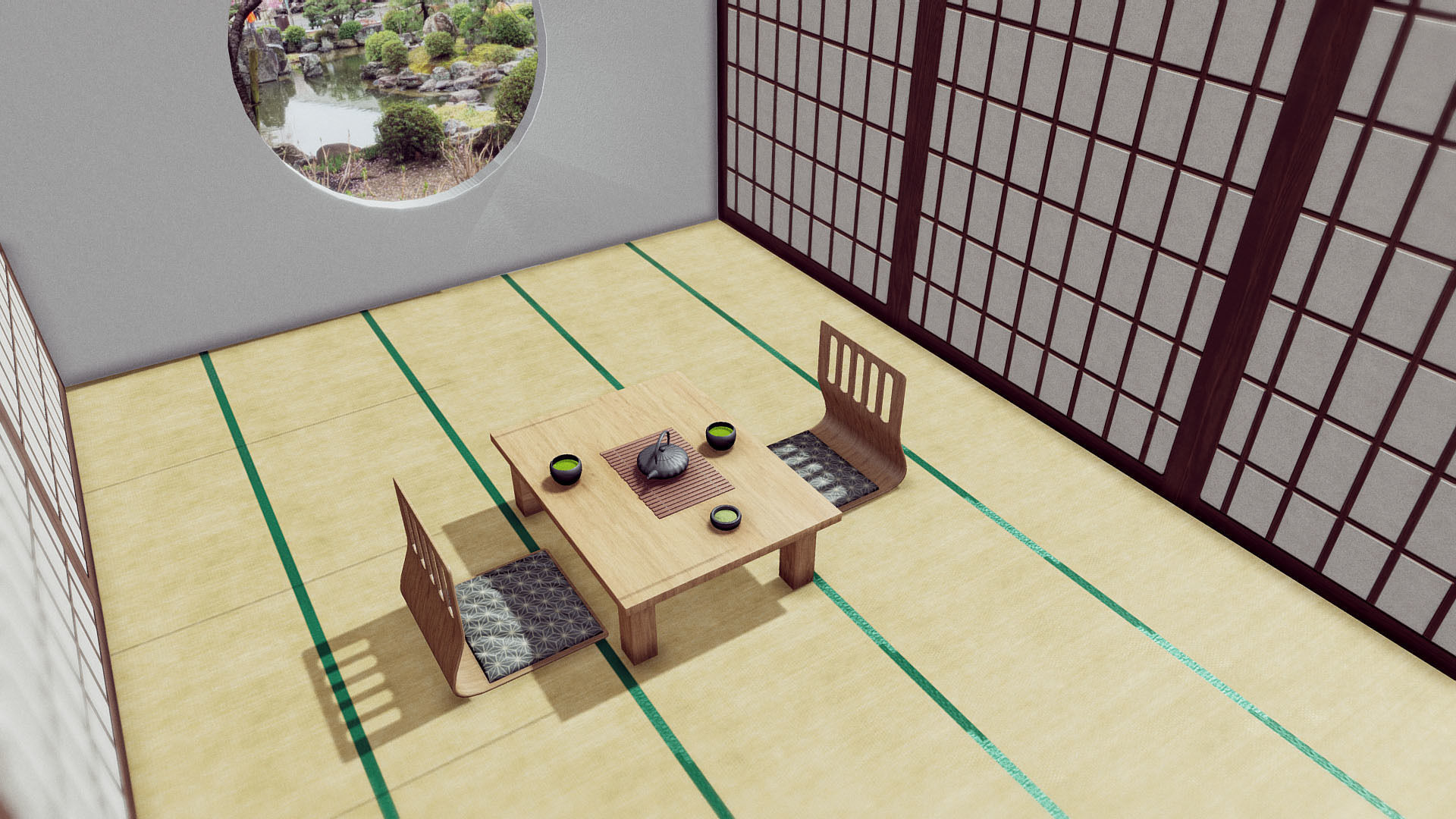 Japanese Room Low-poly 3D model_2