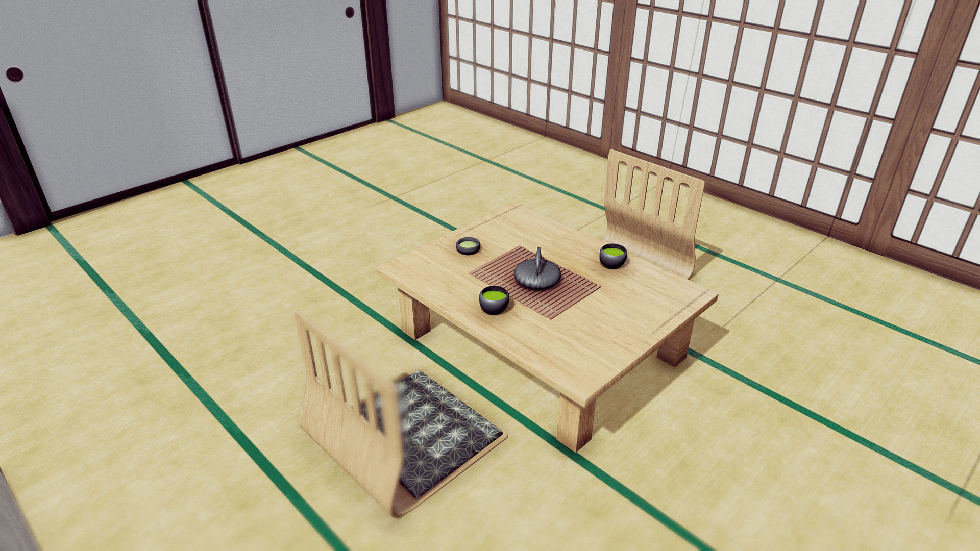 Japanese Room Low-poly 3D model_9