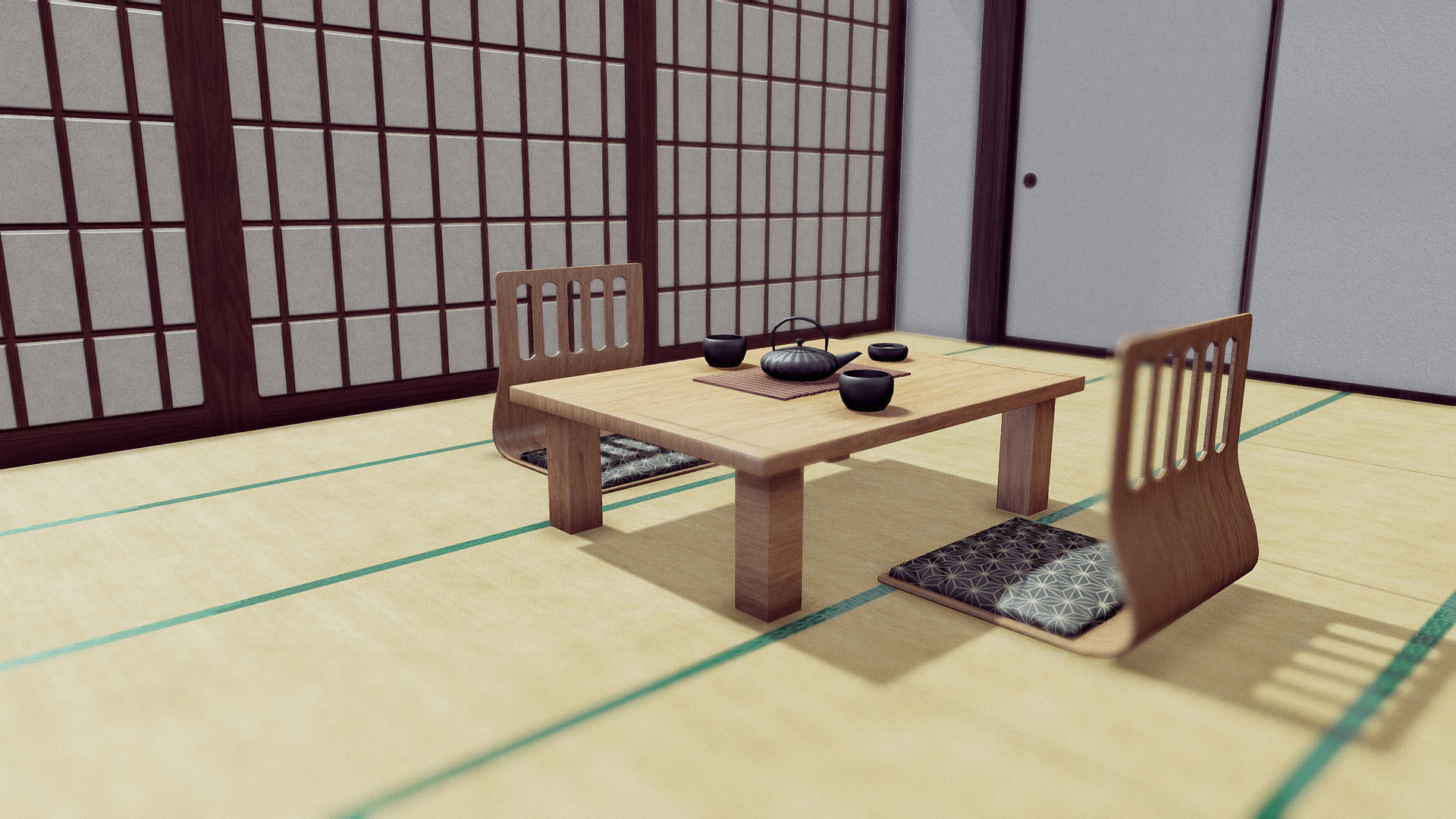 Japanese Room Low-poly 3D model_8