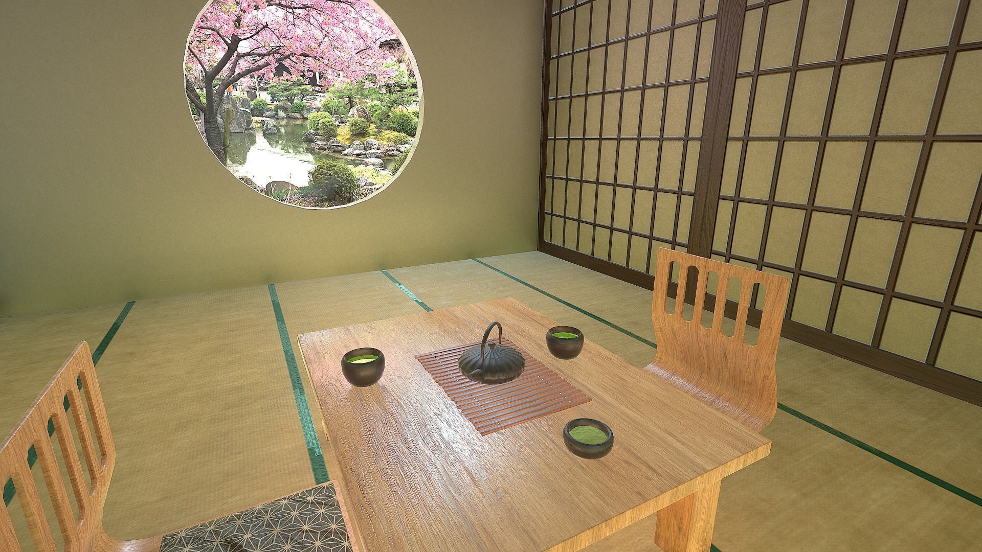Japanese Room Low-poly 3D model_15