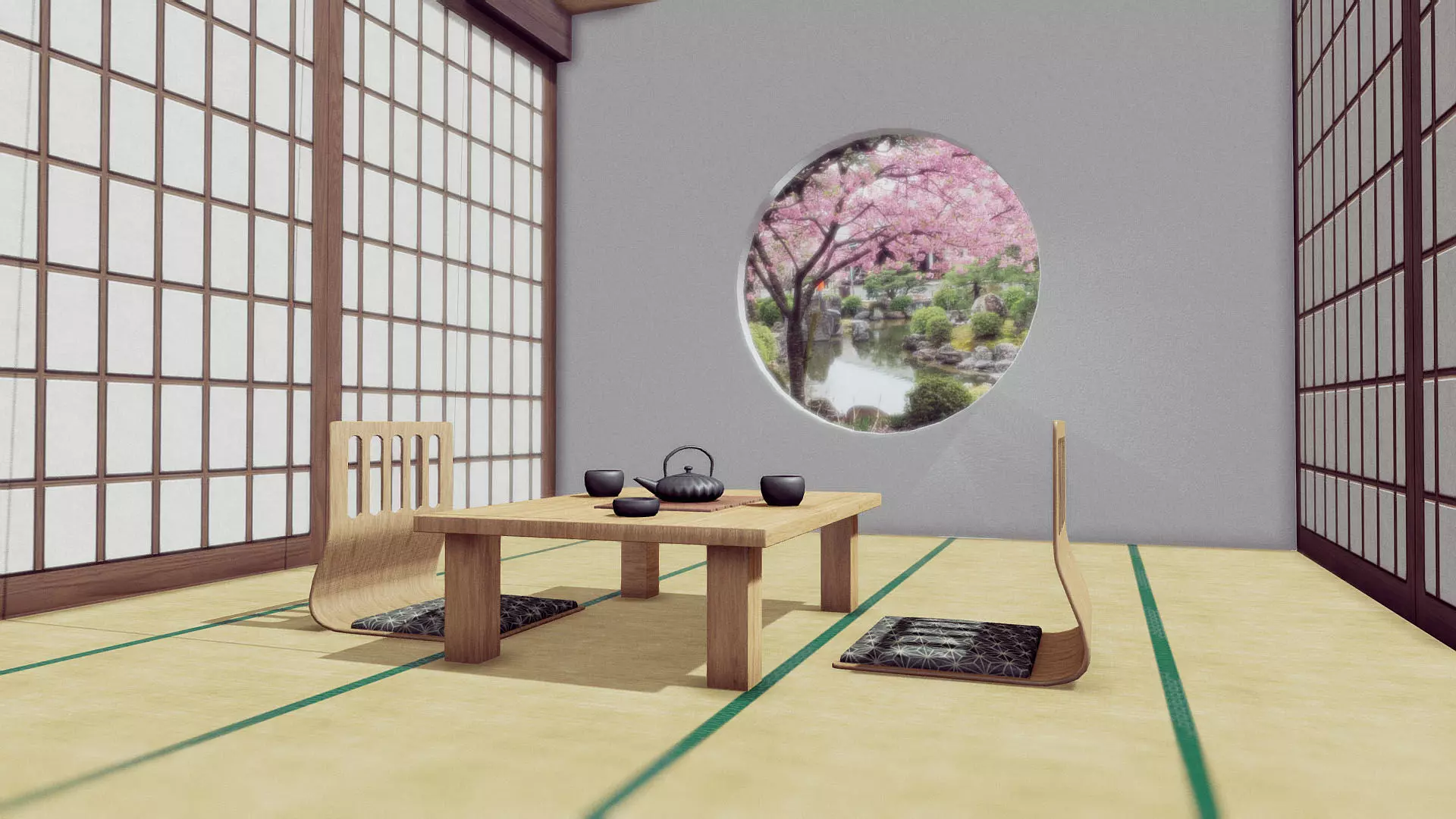 Japanese Room Low-poly 3D model_0