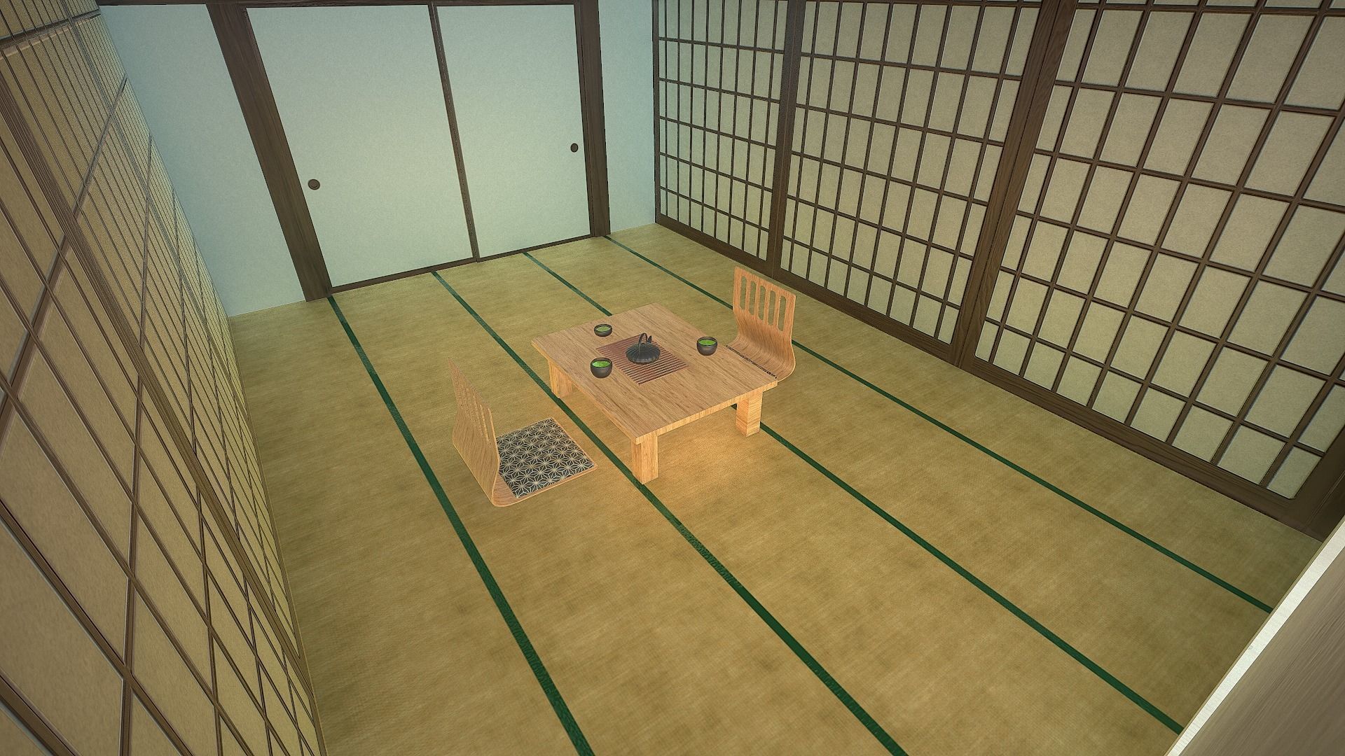 Japanese Room Low-poly 3D model_17