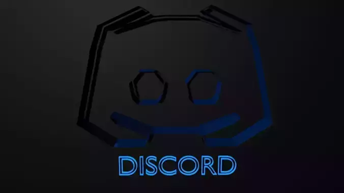 DISCORD LOGO AND NEON TEXT 3D model