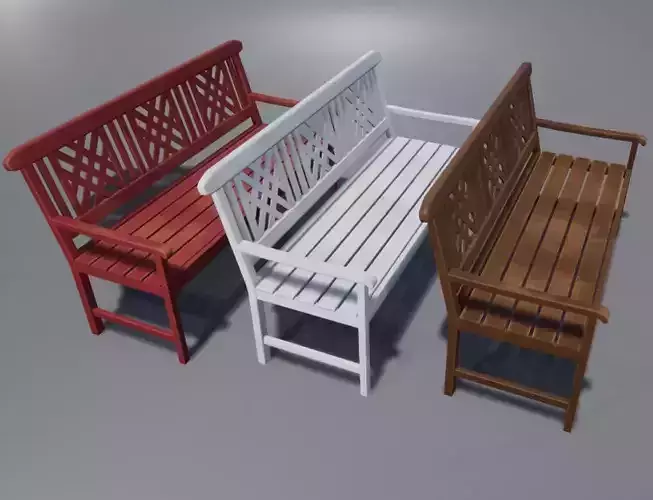 Classic Bench Low-poly 3D model