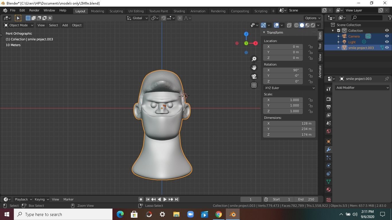 Crazy Man smiling  3D model_1