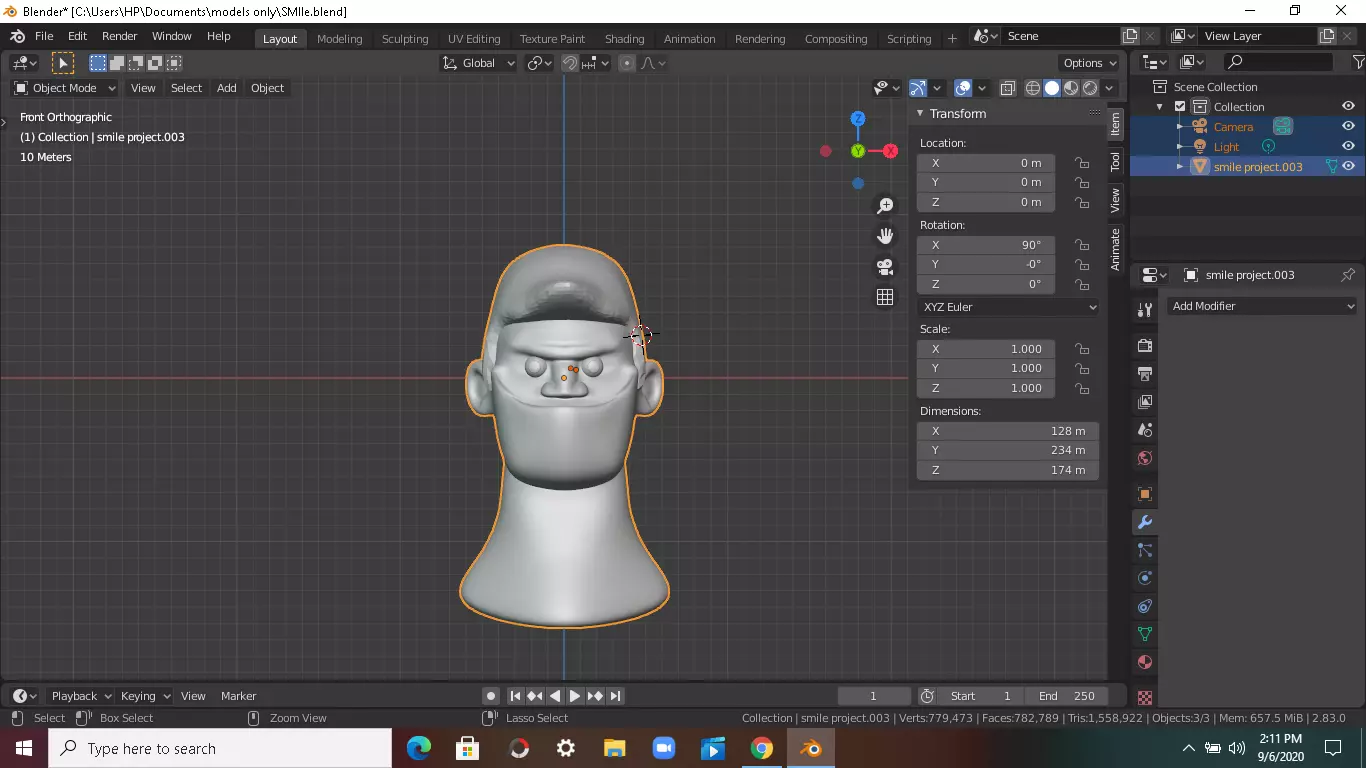 Crazy Man smiling  3D model_0
