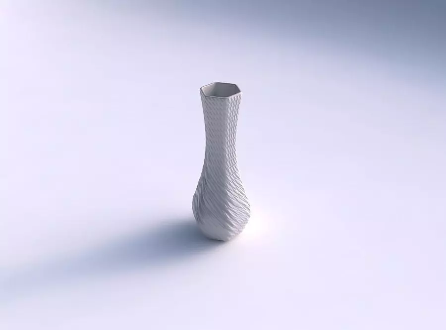 Vase larger opening hexagon with twisted diagonal grid 3D print model