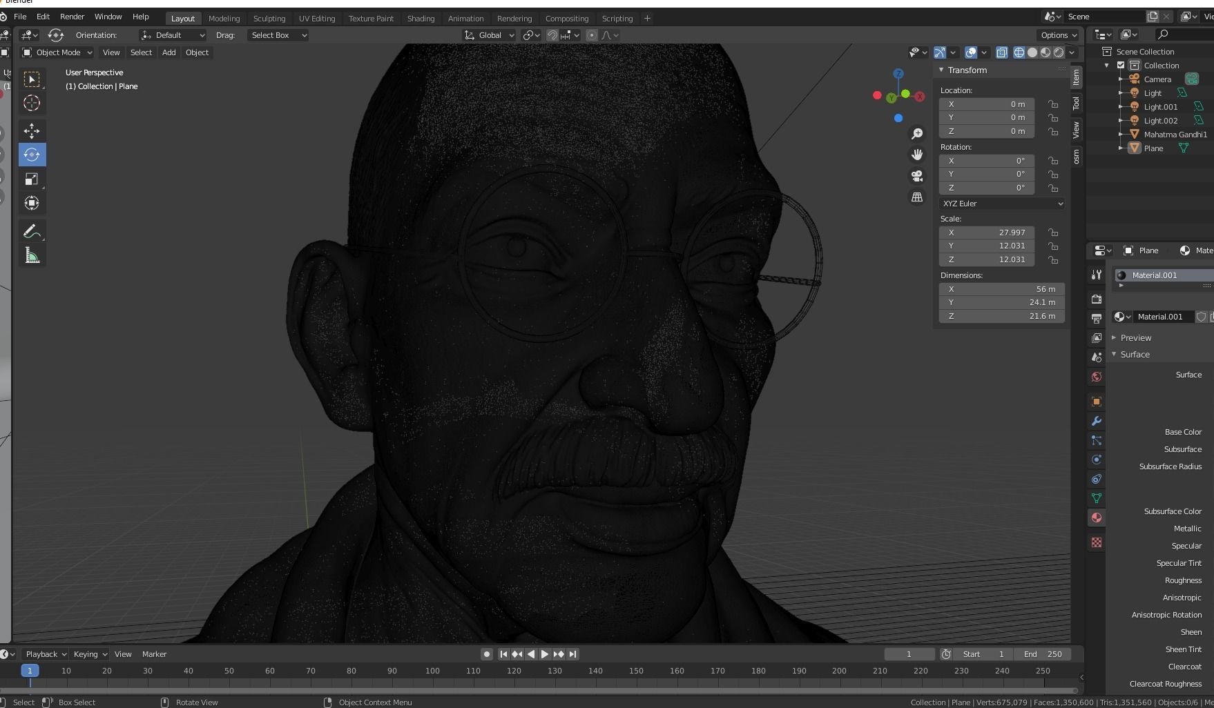 Mahatma Gandhi Statue 3D print model_3
