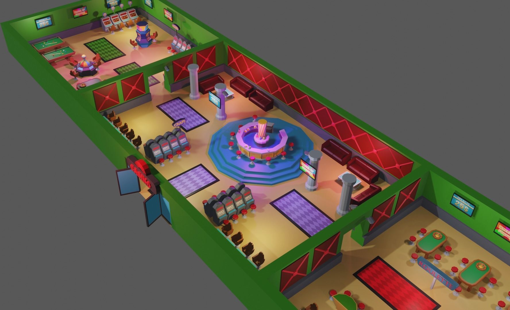 Casino pack Low-poly 3D model