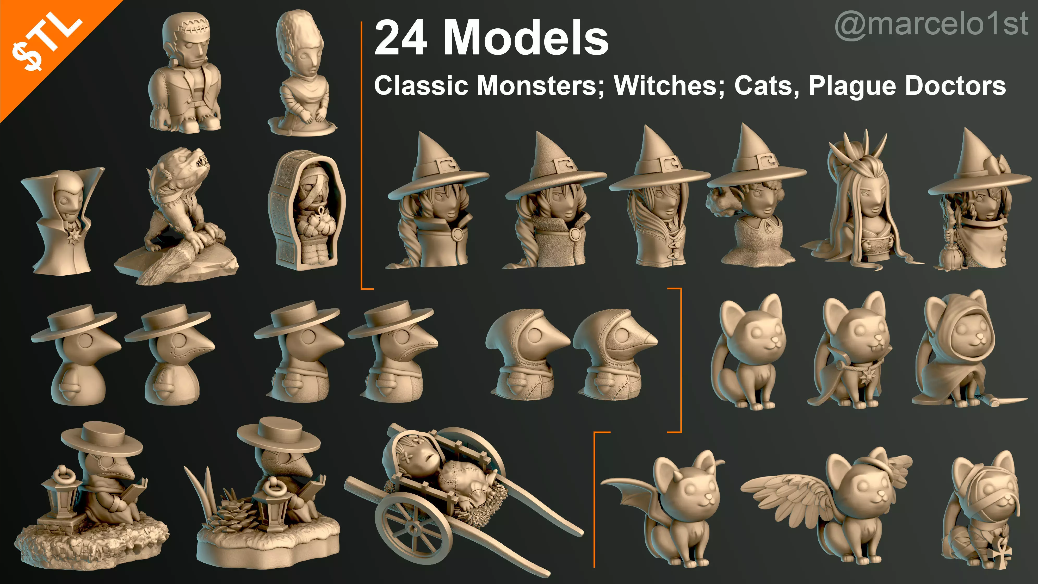 Halloween Pack 01 - Cute Spooky Decoration 3D print model_0