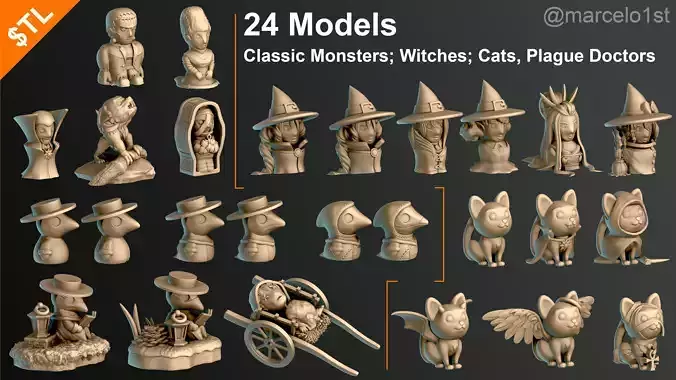 Halloween Pack 01 - Cute Spooky Decoration 3D print model