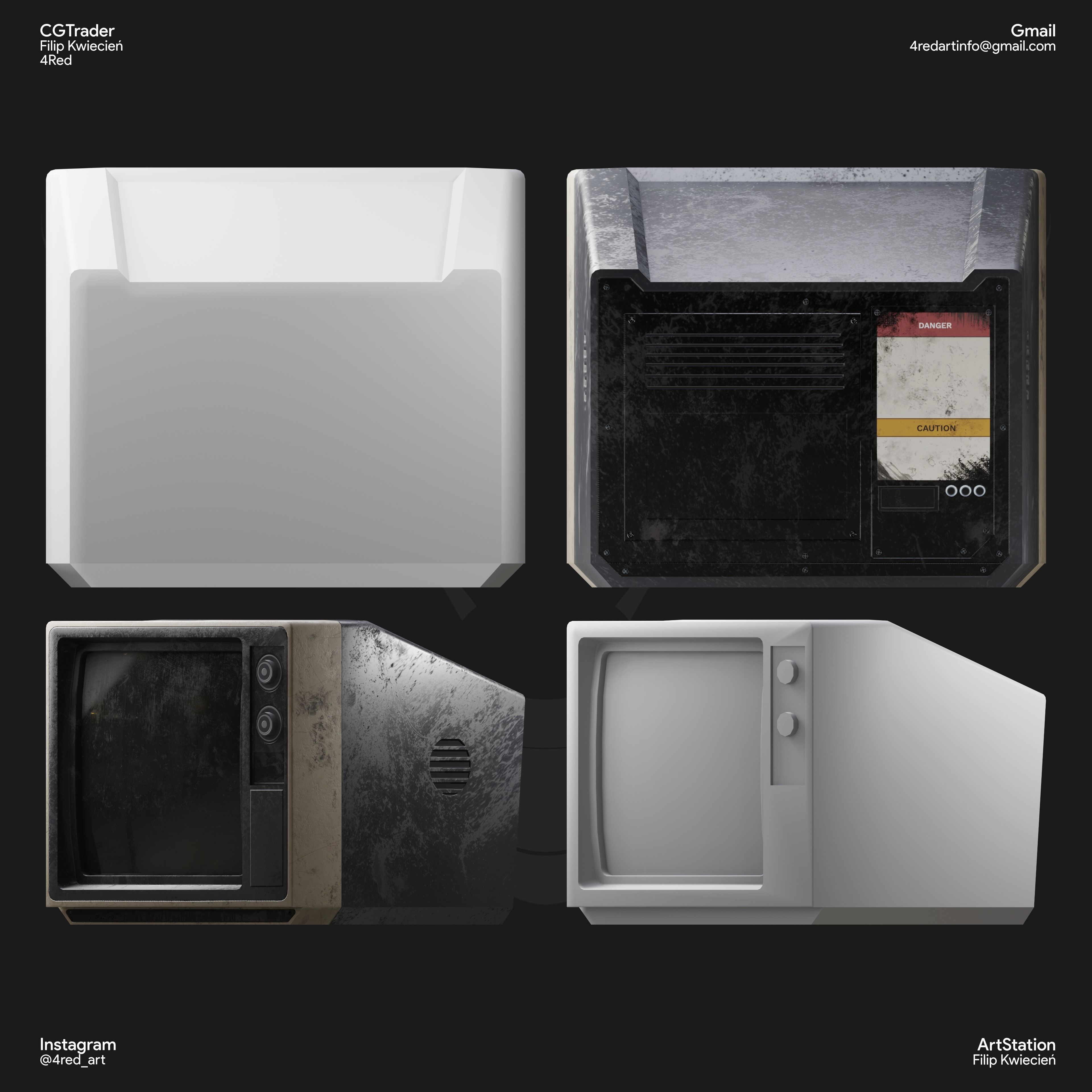 Old Tv Low-poly 3D model_3