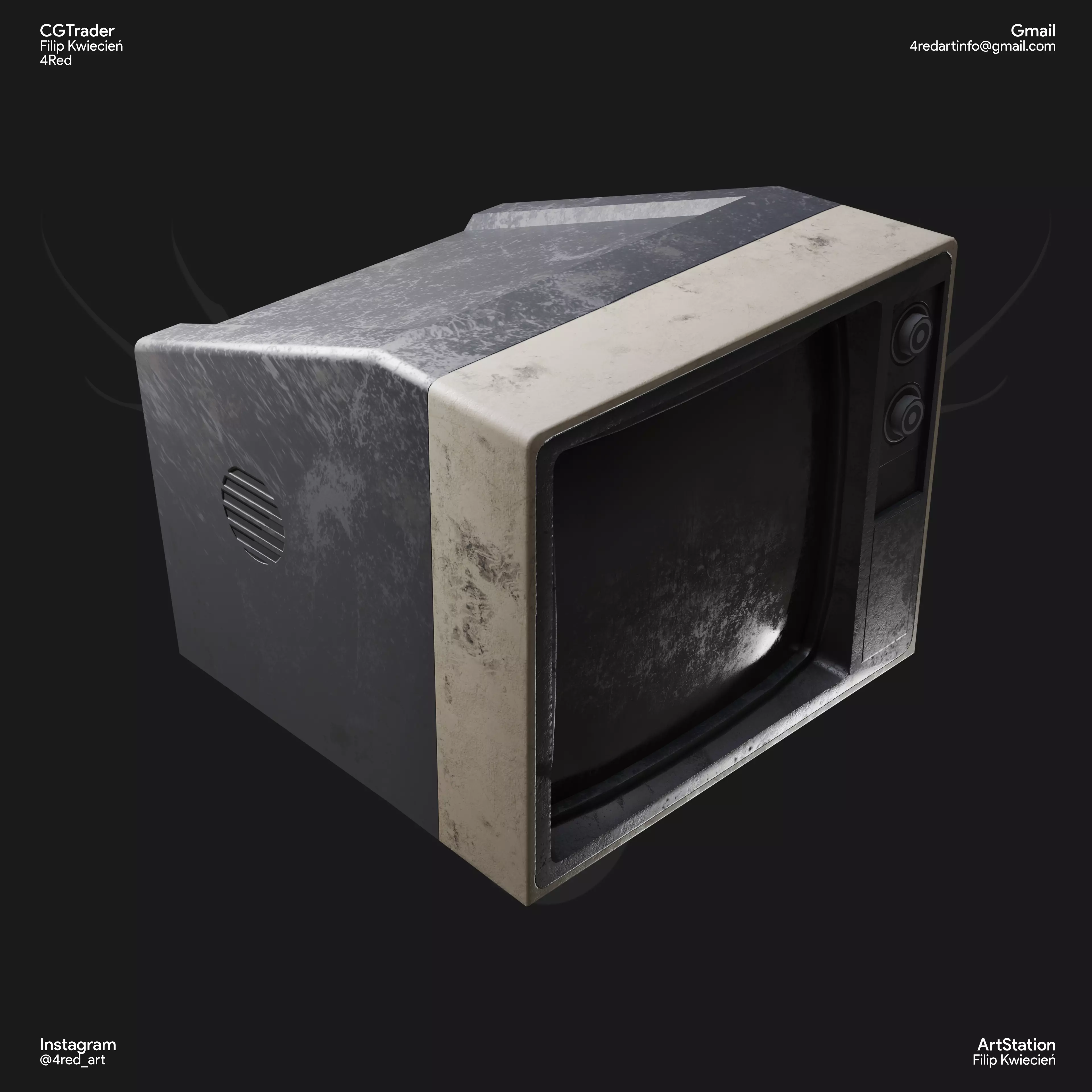 Old Tv Low-poly 3D model_0