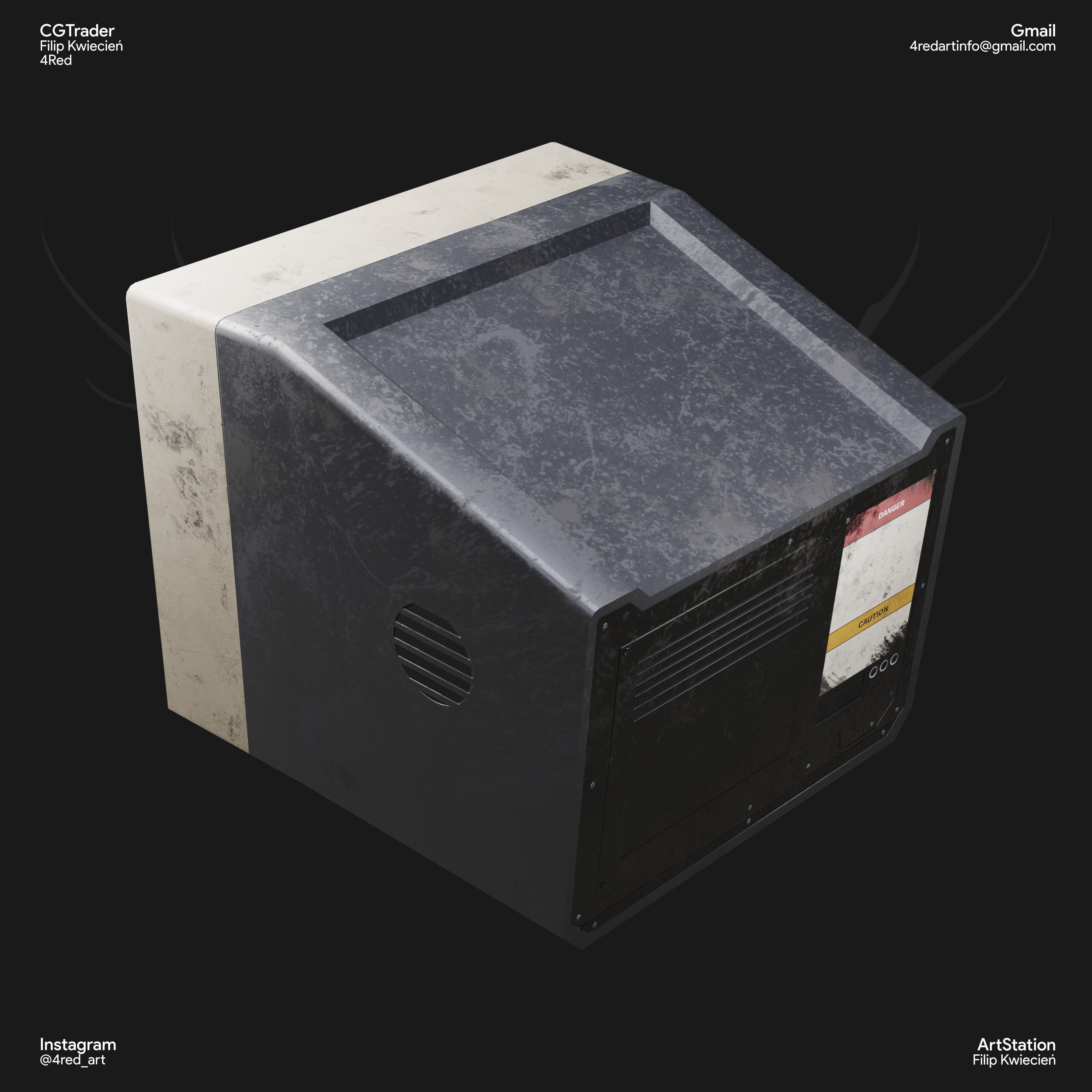 Old Tv Low-poly 3D model_2