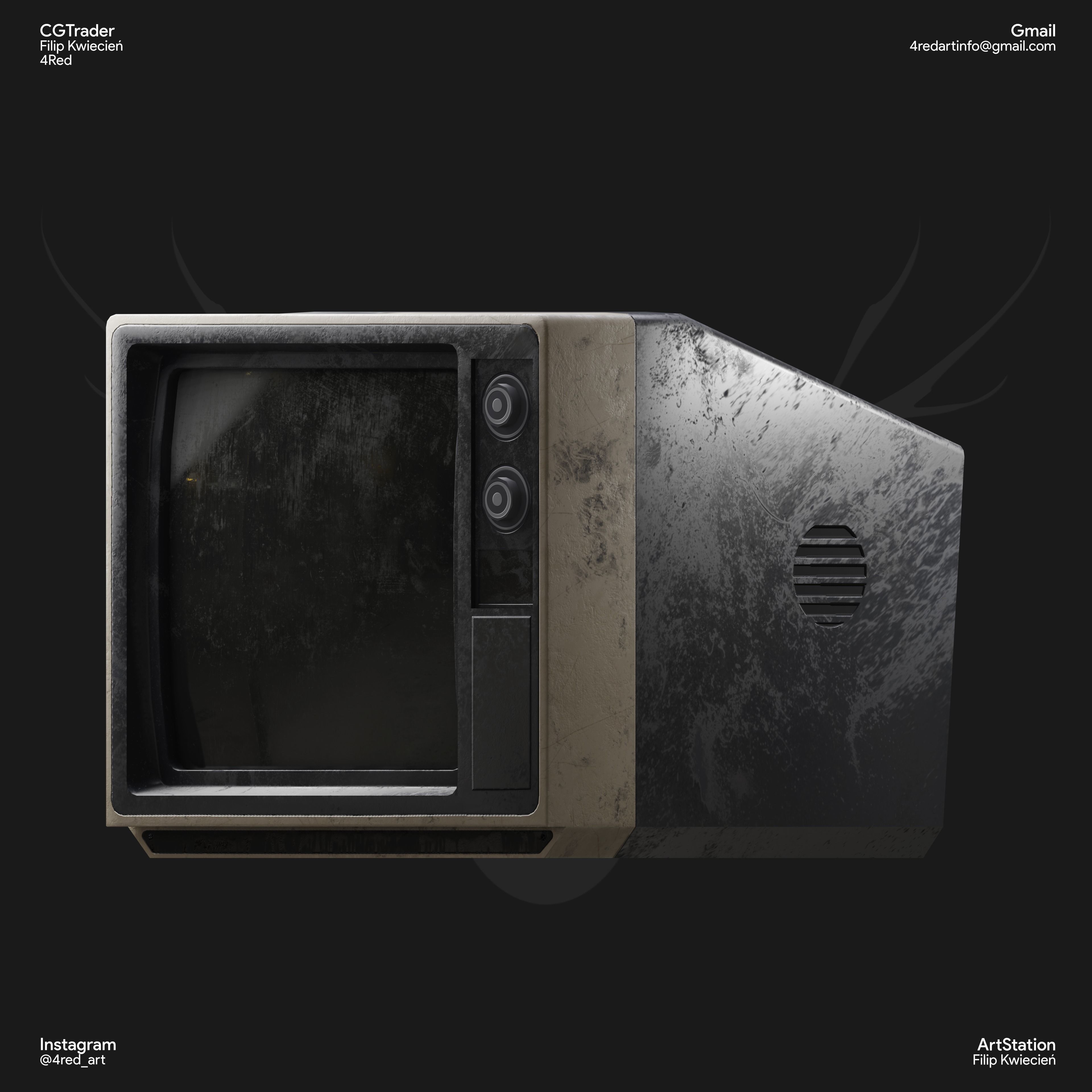 Old Tv Low-poly 3D model_4