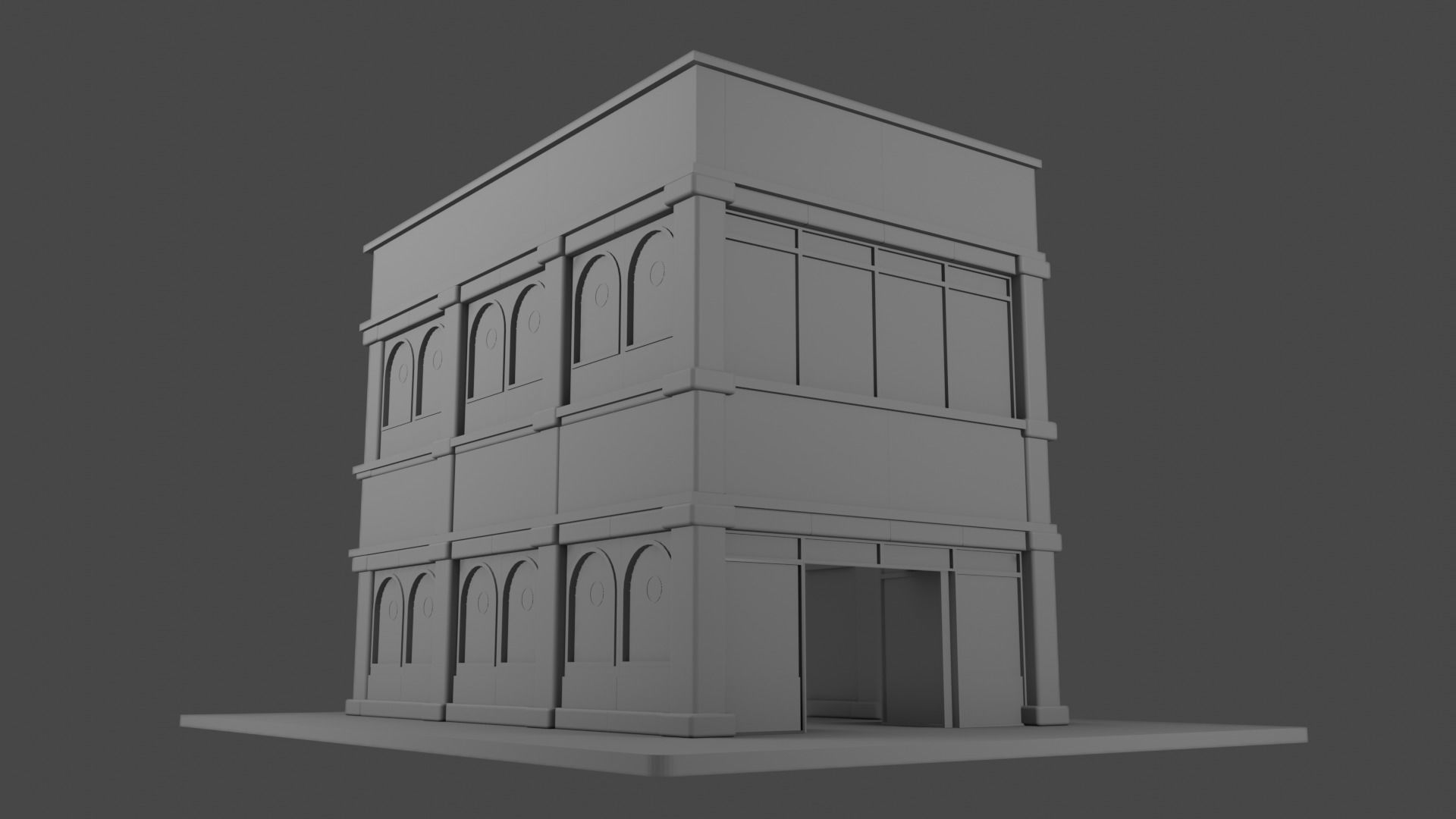 low polly building  Low-poly 3D model_1