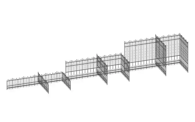 Fence low-poly set metal structure with wires Low-poly 3D model