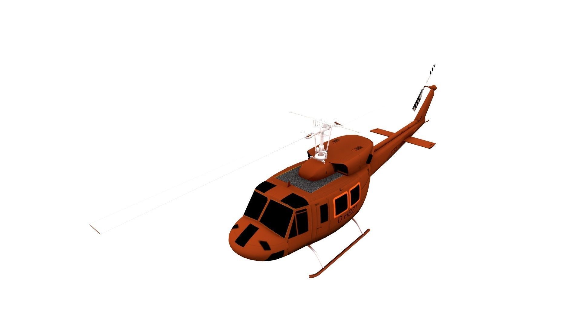 Lowpoly Bell UH-1N Twin Huey Low-poly 3D model_3