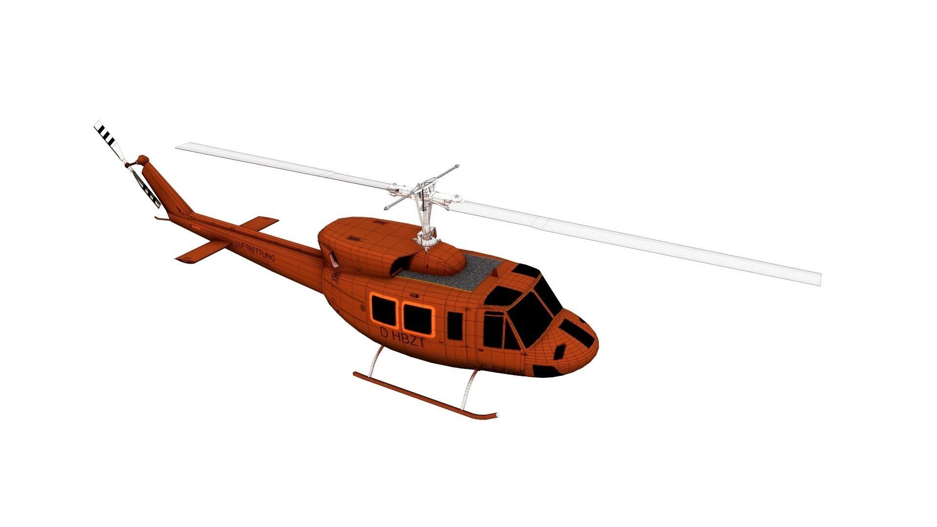Lowpoly Bell UH-1N Twin Huey Low-poly 3D model_2