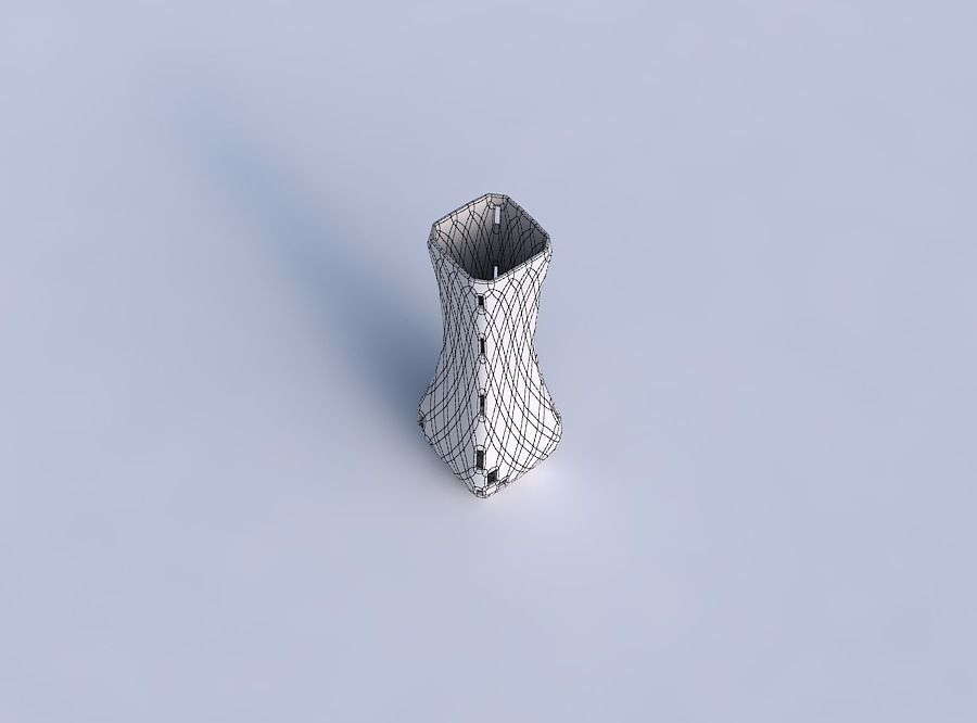 Vase larger opening rectangle with checker grid lattice 3 3D print model_6