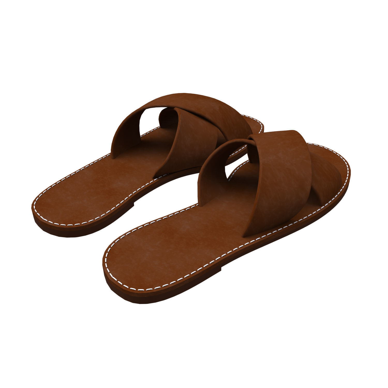 men leather slippers 3D model_7