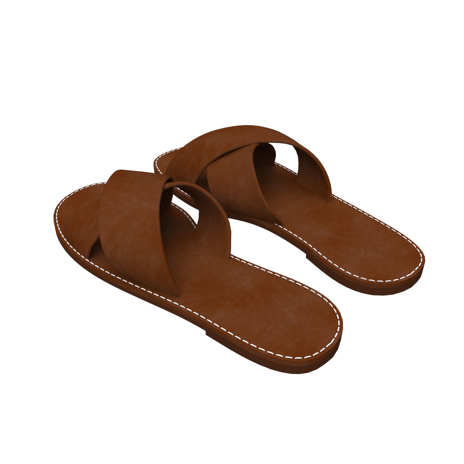 men leather slippers 3D model_1