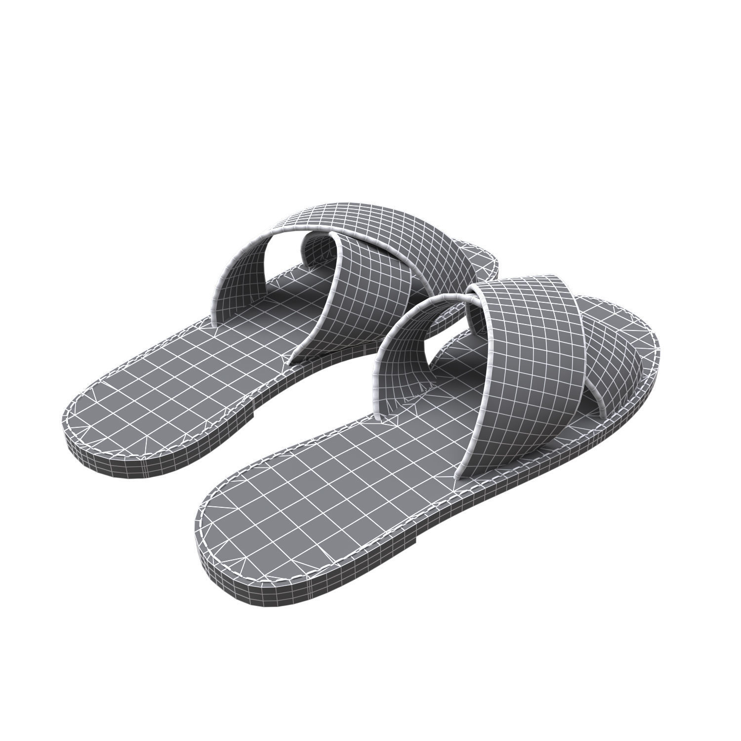men leather slippers 3D model_10
