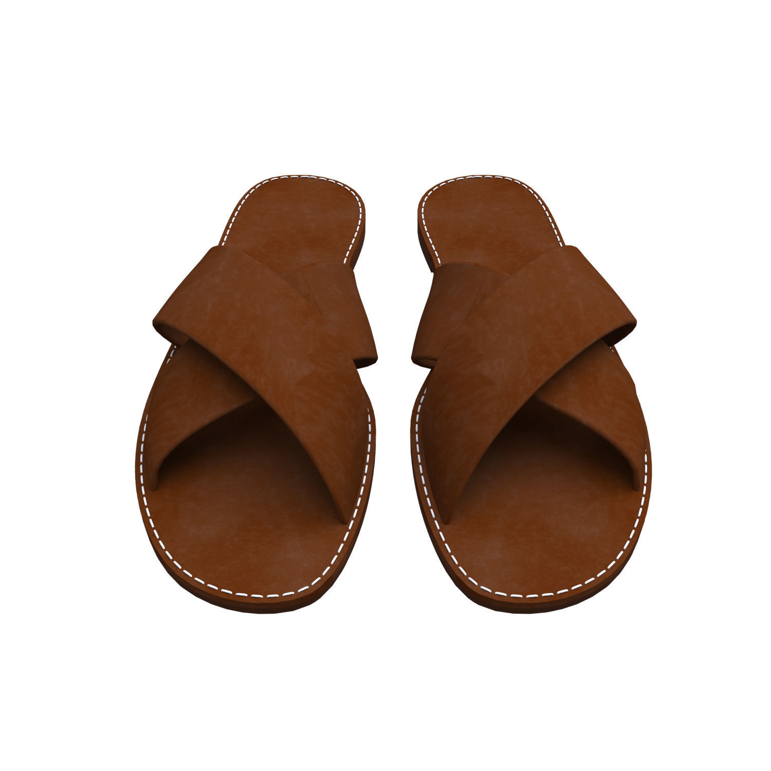 men leather slippers 3D model_4
