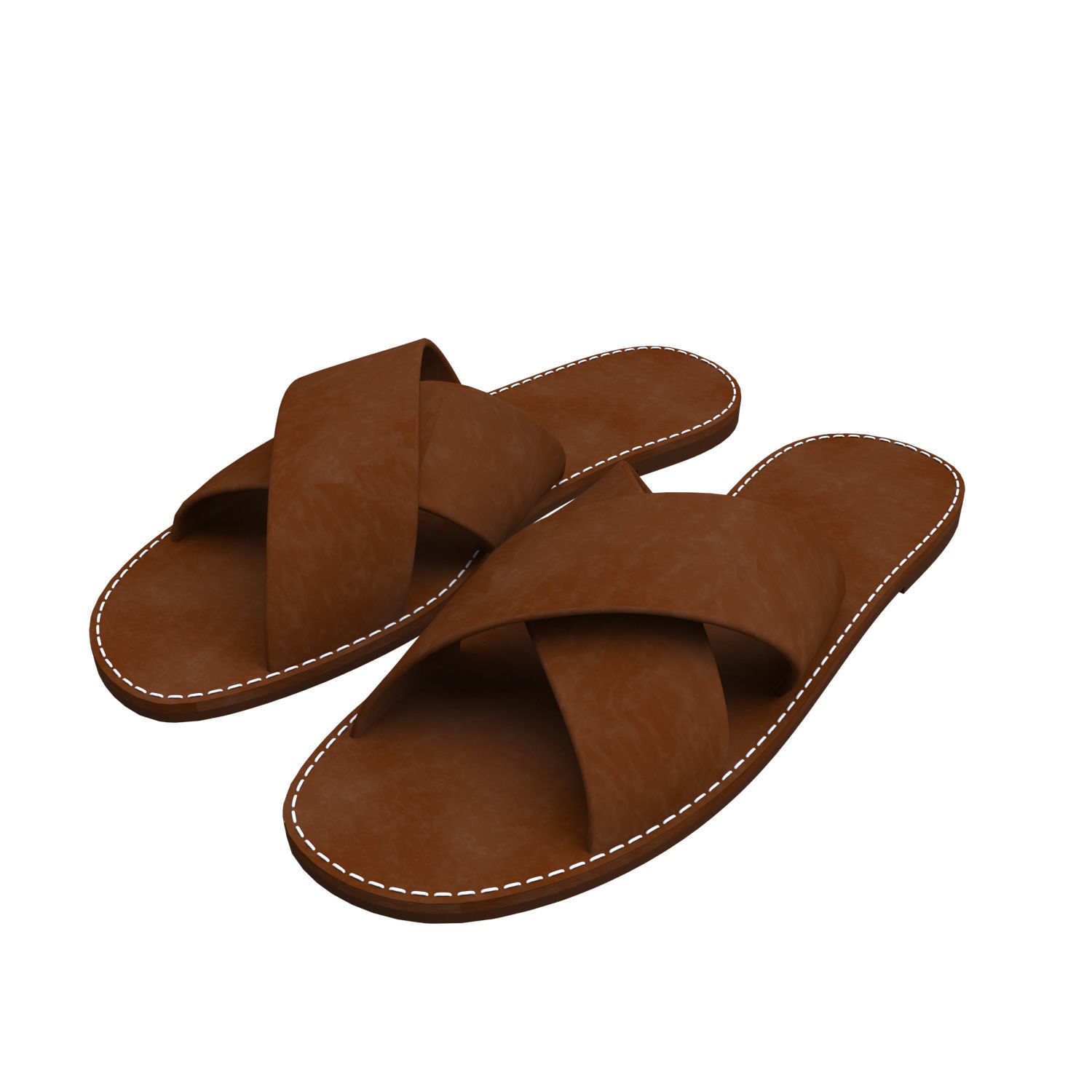 men leather slippers 3D model_3