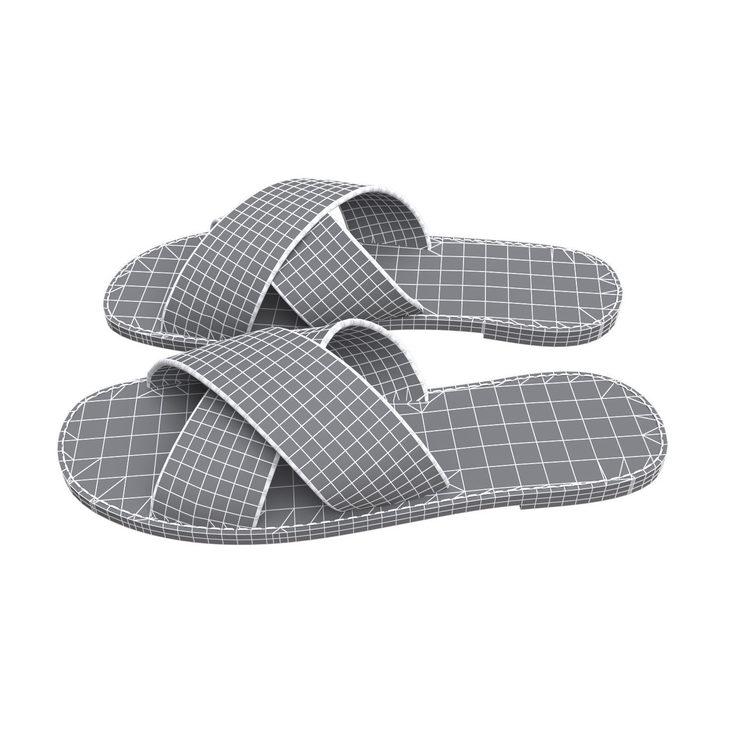 men leather slippers 3D model_9