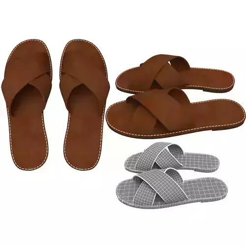 men leather slippers 3D model men leather slippers 3D model