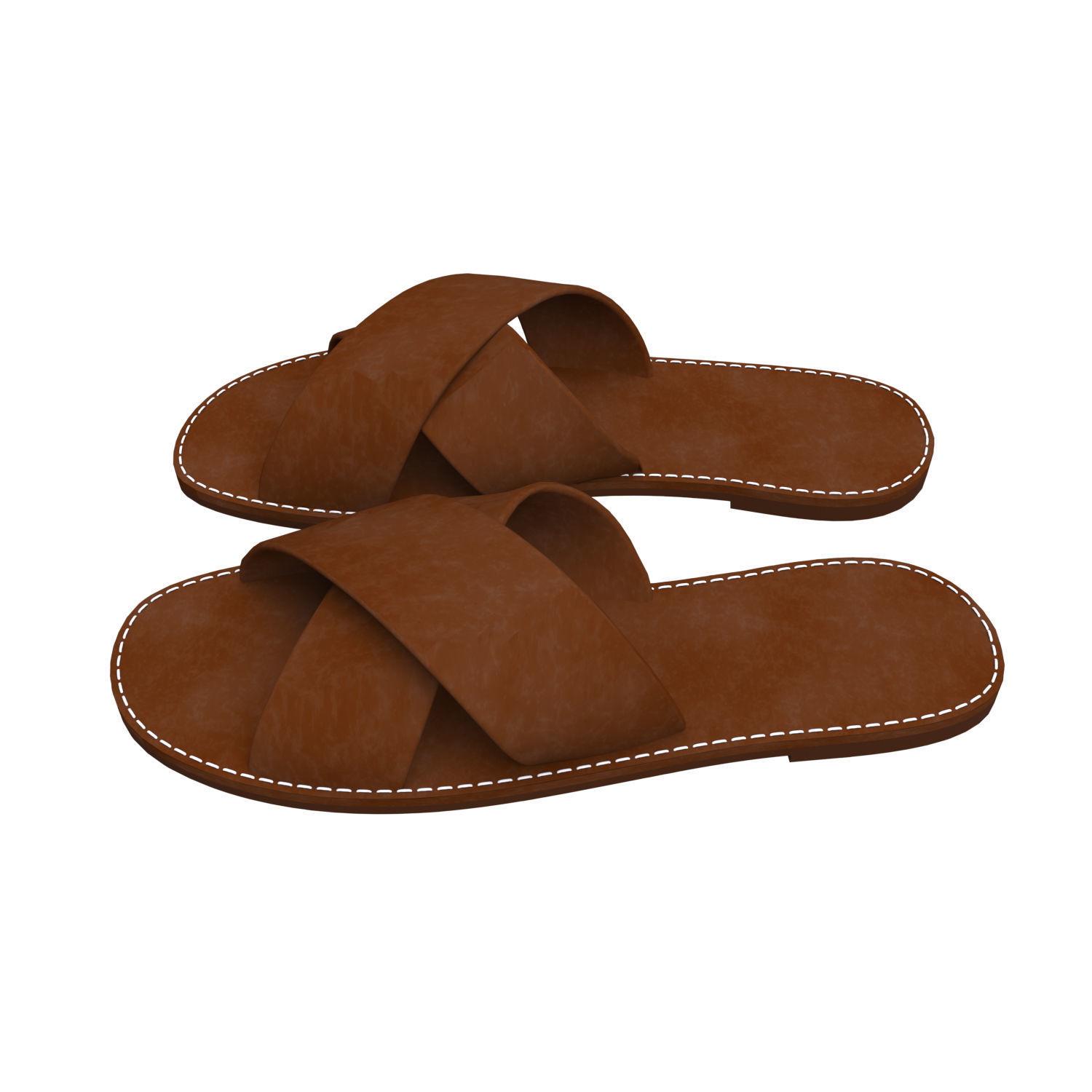 men leather slippers 3D model_2