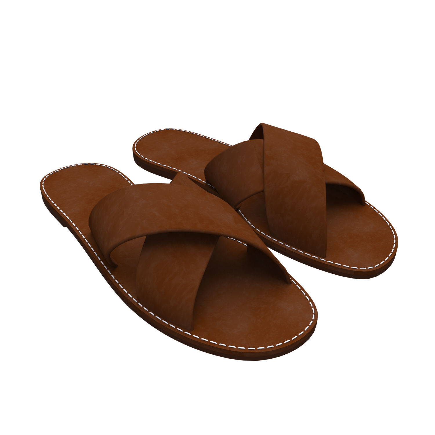 men leather slippers 3D model_5