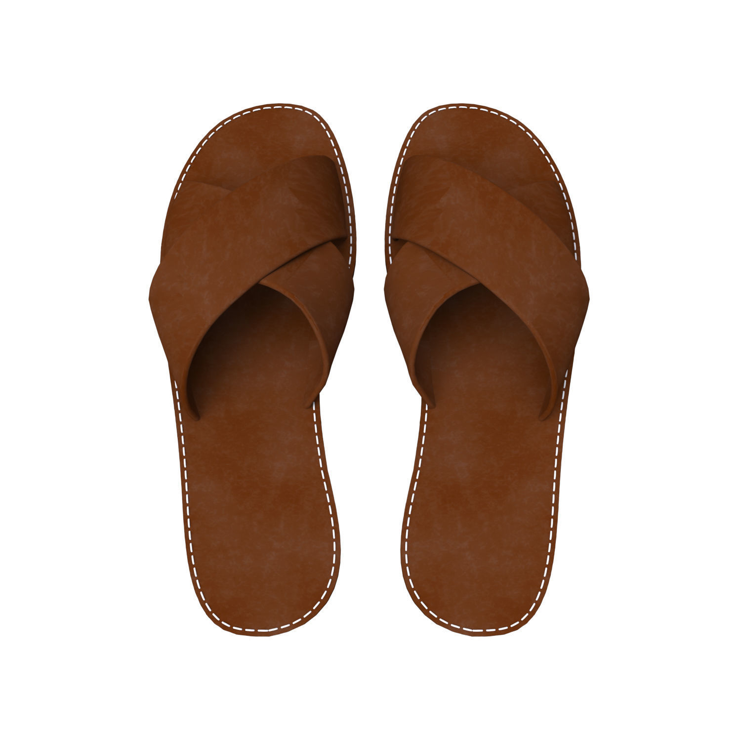 men leather slippers 3D model_8