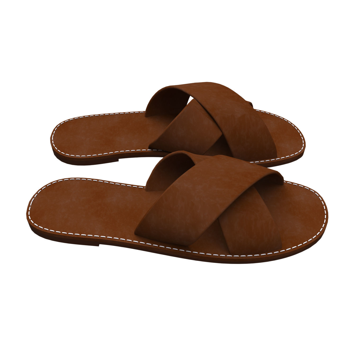 men leather slippers 3D model_6